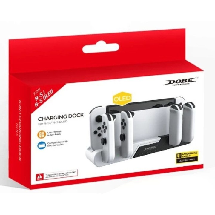 Station de charge pour Joy-Con Nintendo Switch / Nintendo Switch OLED (G/D) DOBE TNS-0122B