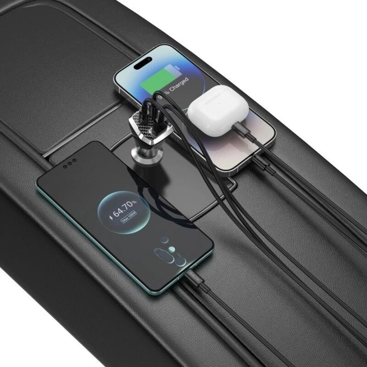 Chargeur voiture triple port 2X USB-C + 1X USB (85.5W) JELLICO F15 noir