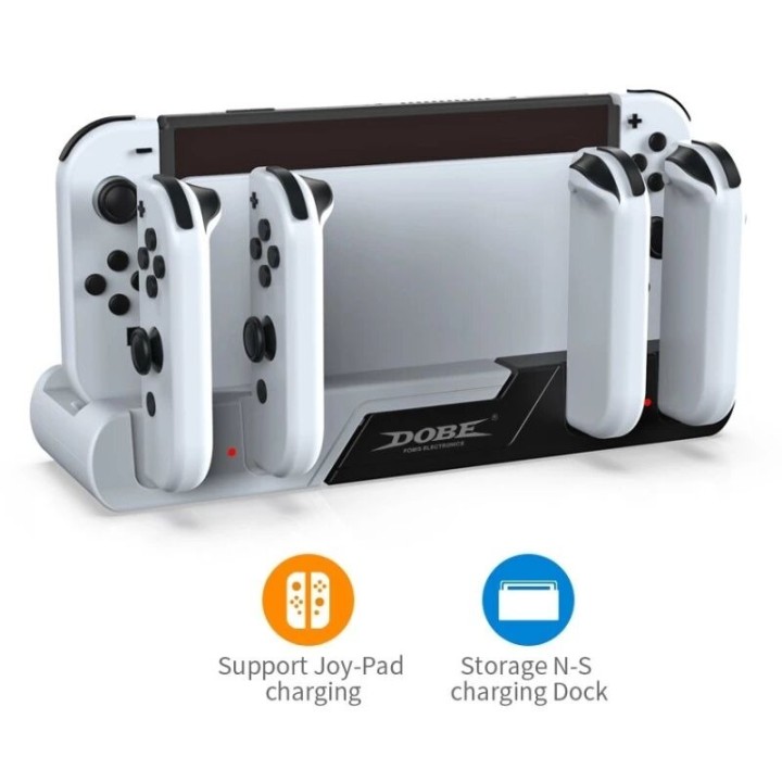 Station de charge pour Joy-Con Nintendo Switch / Nintendo Switch OLED (G/D) DOBE TNS-0122B
