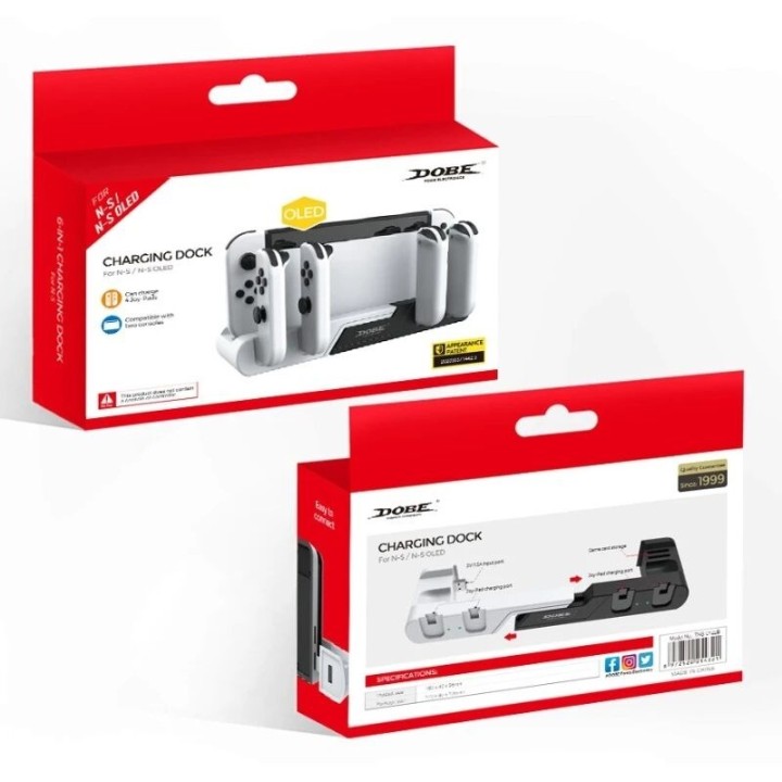 Station de charge pour Joy-Con Nintendo Switch / Nintendo Switch OLED (G/D) DOBE TNS-0122B