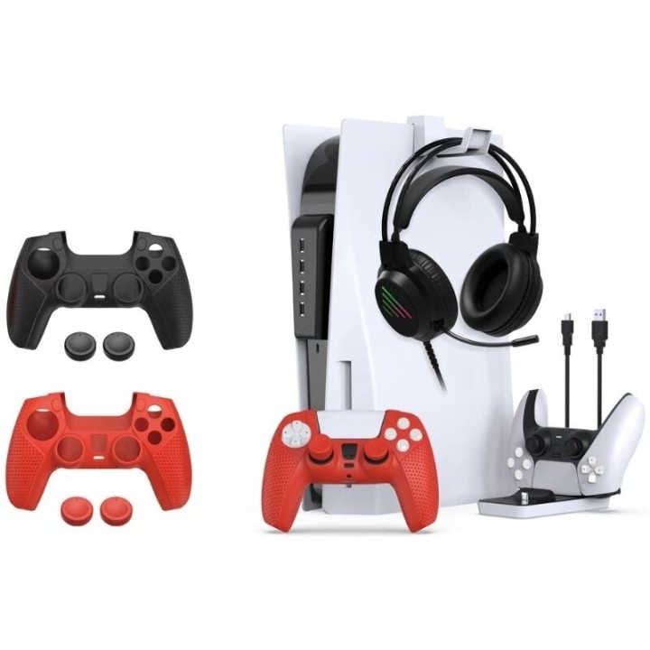 Station de charge 8 en 1, housse silicone, hub usb, câble, support pour PlayStation 5 / PS5 DOBE TP5-35118