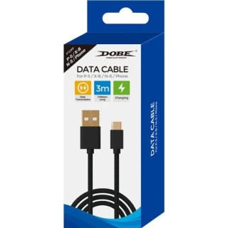 Cable de charge tressé USB vers USB-C/Type C 3 mètres pour PlayStation 5 / Nintendo Switch et autres DOBE TP5-3585 noir