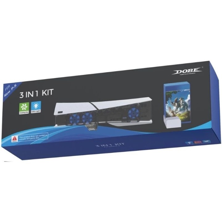 Kit de ventilateur de refroidissement 3 en 1 pour PlayStation 5 Slim / PS5 Slim avec support de placement horizontal et organisa