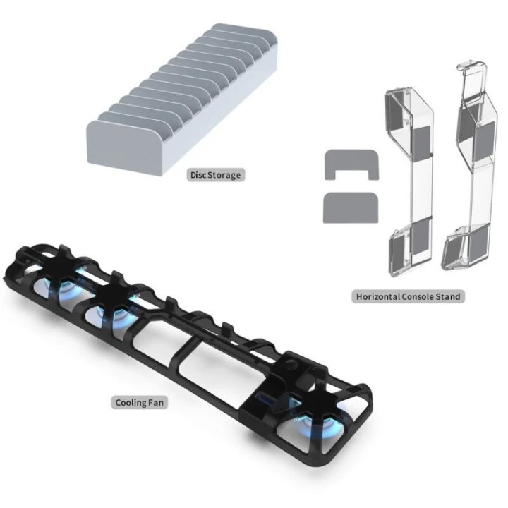Kit de ventilateur de refroidissement 3 en 1 pour PlayStation 5 Slim / PS5 Slim avec support de placement horizontal et organisa