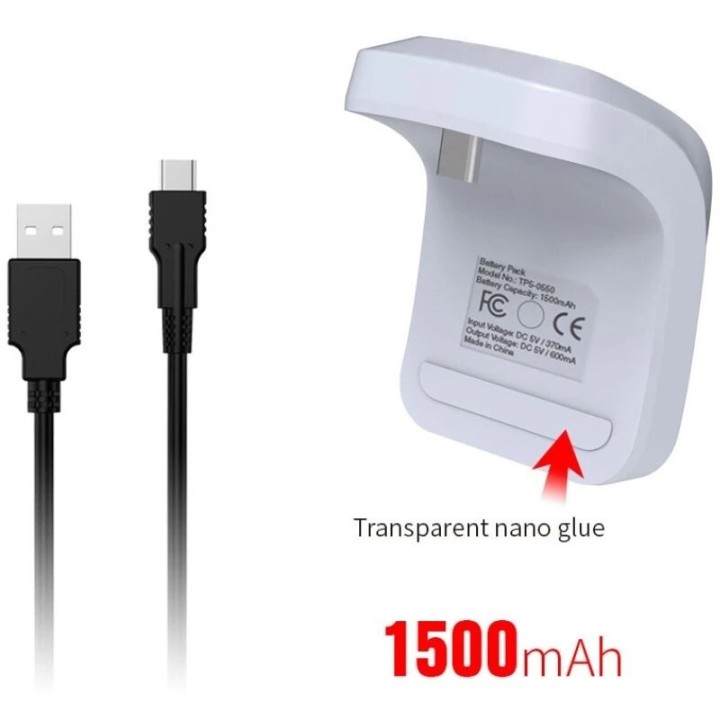 Batterie Externe avec cable USB vers USB-C/Type C 1500 mAh pour manette PlayStation 5 DOBE TP5-0550 blanc