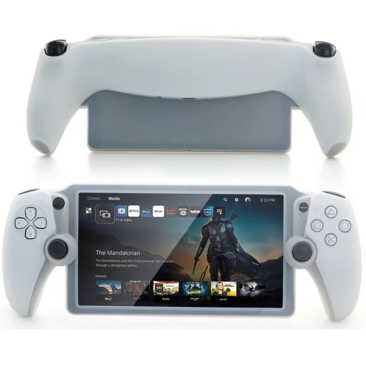 Housse-coque silicone pour PlayStation 5 / PS5 Portal DOBE TP5-3586 blanc mat/rouge transparent/bleu transparent