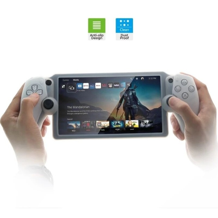Housse-coque silicone pour PlayStation 5 / PS5 Portal DOBE TP5-3586 blanc mat/rouge transparent/bleu transparent