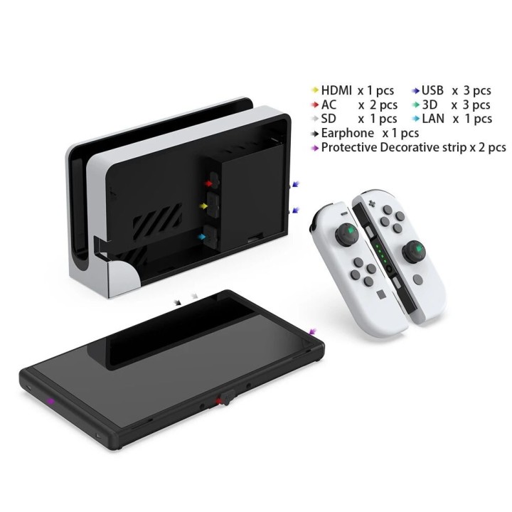Kit anti-poussière & protections complètes pour Nintendo Switch DOBE TNS-2122 noir