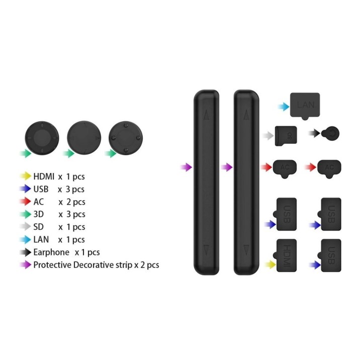 Kit anti-poussière & protections complètes pour Nintendo Switch DOBE TNS-2122 noir