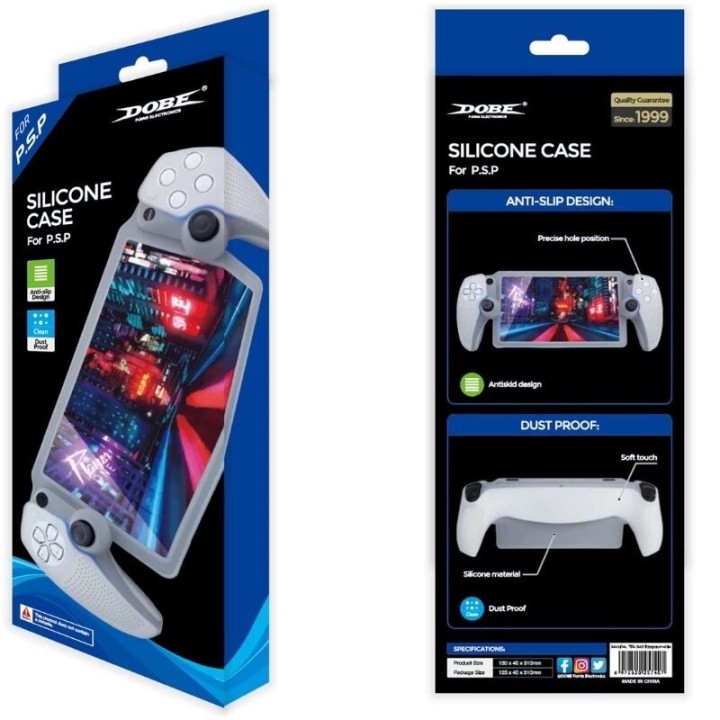 Housse-coque silicone pour PlayStation 5 / PS5 Portal DOBE TP5-3586 blanc mat/rouge transparent/bleu transparent