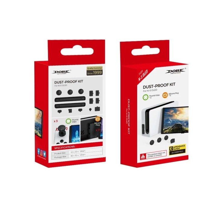 Kit anti-poussière & protections complètes pour Nintendo Switch DOBE TNS-2122 noir