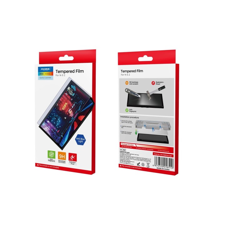 Films de protection verre trempé anti-lumière bleue pour Nintendo Switch 2 DOBE TNS-3166B (lot de 2)
