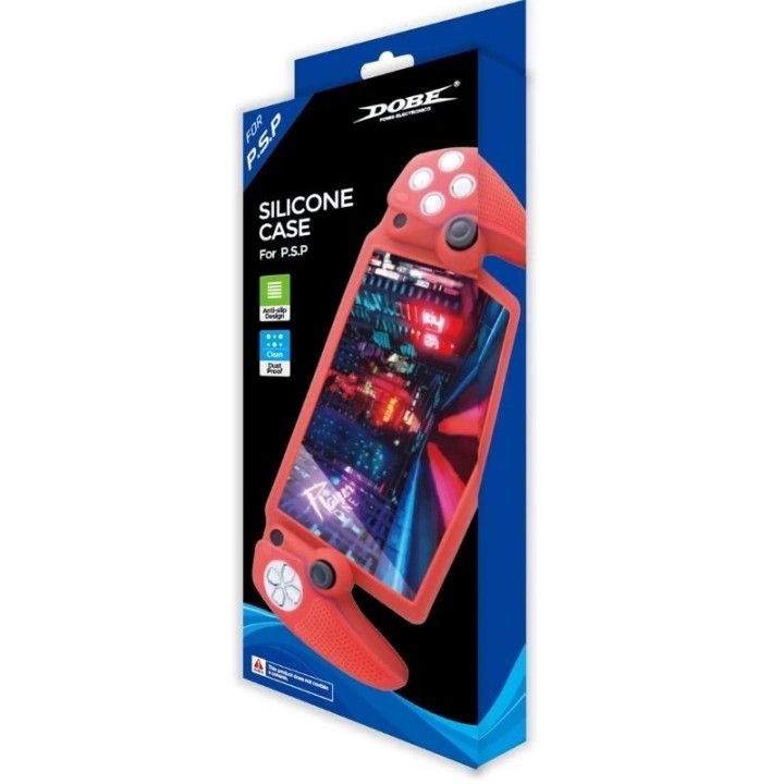 Housse-coque silicone pour PlayStation 5 / PS5 Portal DOBE TP5-3586 blanc mat/rouge transparent/bleu transparent