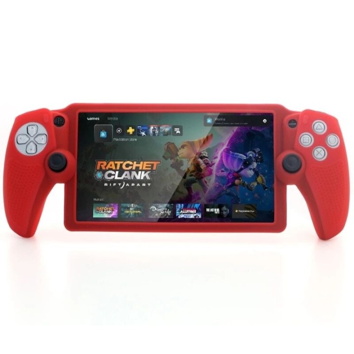 Housse-coque silicone pour PlayStation 5 / PS5 Portal DOBE TP5-3586 blanc mat/rouge transparent/bleu transparent
