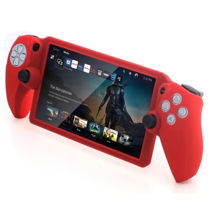 Housse-coque silicone pour PlayStation 5 / PS5 Portal DOBE TP5-3586 blanc mat/rouge transparent/bleu transparent