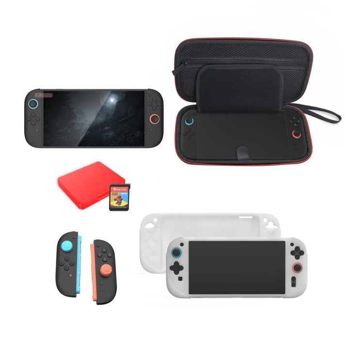 Kit de protection 10pcs housse et film, pochette de rangement et protection manettes pour Nintendo Switch 2 DOBE TNS-5111 noir