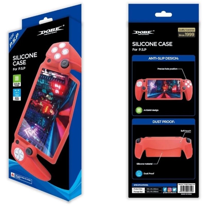 Housse-coque silicone pour PlayStation 5 / PS5 Portal DOBE TP5-3586 blanc mat/rouge transparent/bleu transparent