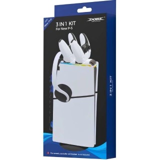 Station de charge 3 en 1 pour PlayStation 5 Slim / PS5 Slim avec ventilateur de refroidissement, disque support vertical et stat
