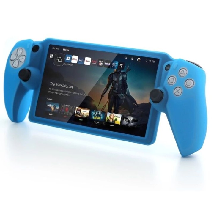 Housse-coque silicone pour PlayStation 5 / PS5 Portal DOBE TP5-3586 blanc mat/rouge transparent/bleu transparent