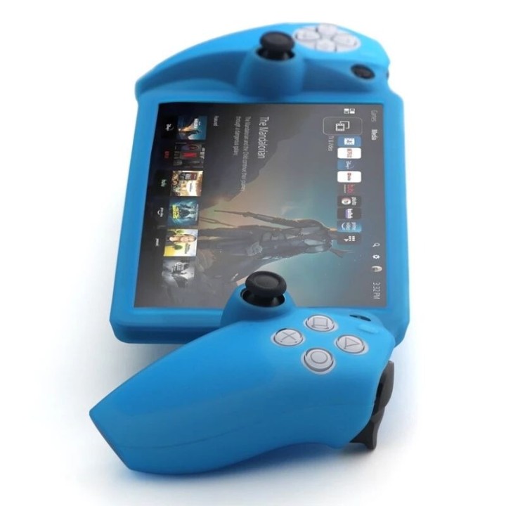 Housse-coque silicone pour PlayStation 5 / PS5 Portal DOBE TP5-3586 blanc mat/rouge transparent/bleu transparent