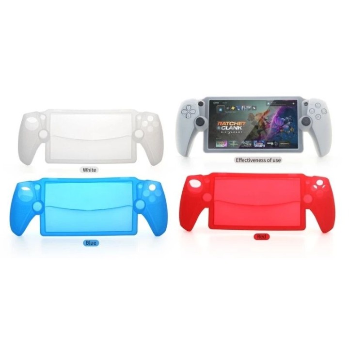 Housse-coque silicone pour PlayStation 5 / PS5 Portal DOBE TP5-3586 blanc mat/rouge transparent/bleu transparent