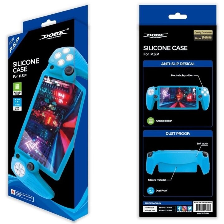 Housse-coque silicone pour PlayStation 5 / PS5 Portal DOBE TP5-3586 blanc mat/rouge transparent/bleu transparent