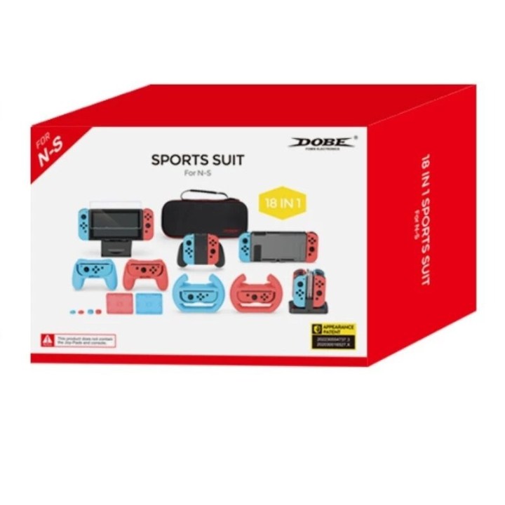 Kit d'accessoires 18 pcs station de charge, film et housse de protection, pochette de rangement pour Nintendo Switch DOBE TNS-21