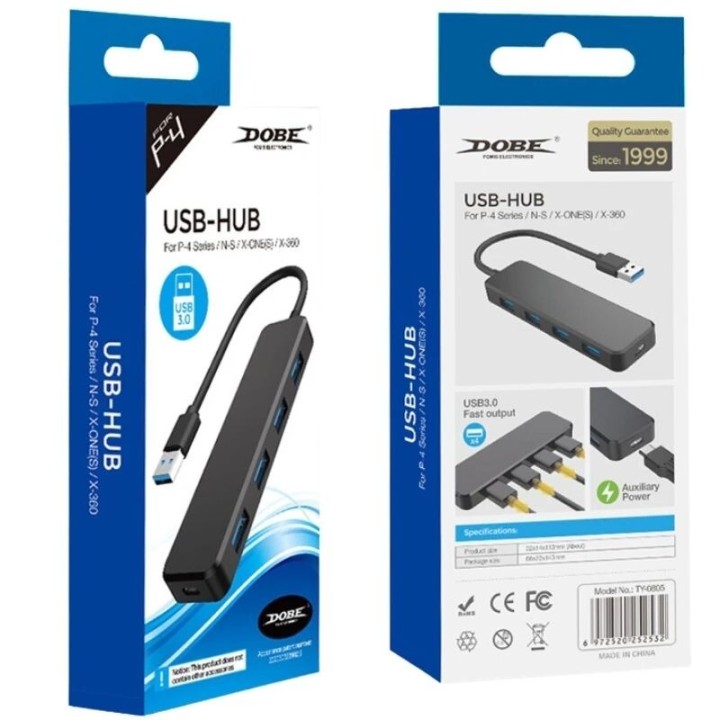 Hub USB 3.0 haute vitesse 4 ports pour Xbox Series X / PlayStation 5 / PS5 et autres DOBE TY-0805 noir