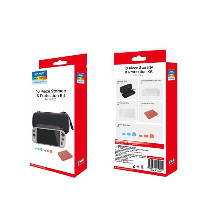Kit de protection 10pcs housse et film, pochette de rangement et protection manettes pour Nintendo Switch 2 DOBE TNS-5111 noir