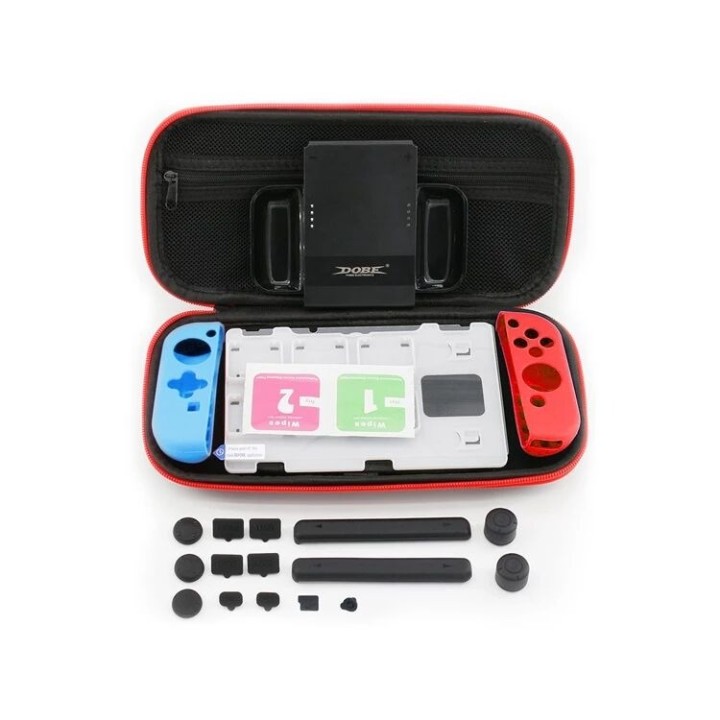 Kit d'accessoires housse de rangement, coque en silicone, film, capuchons pour Nintendo Switch DOBE TNS-1749