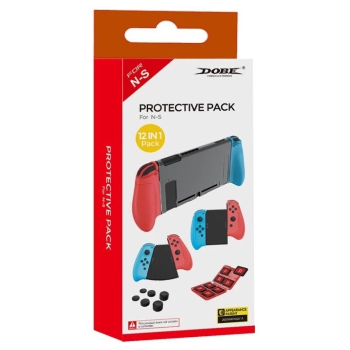 Kit d'accessoires 12 pcs protection, rangement et support manette pour Nintendo Switch DOBE TNS-0162