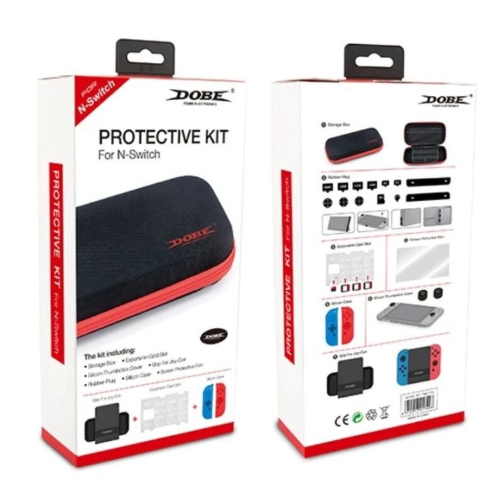 Kit d'accessoires housse de rangement, coque en silicone, film, capuchons pour Nintendo Switch DOBE TNS-1749