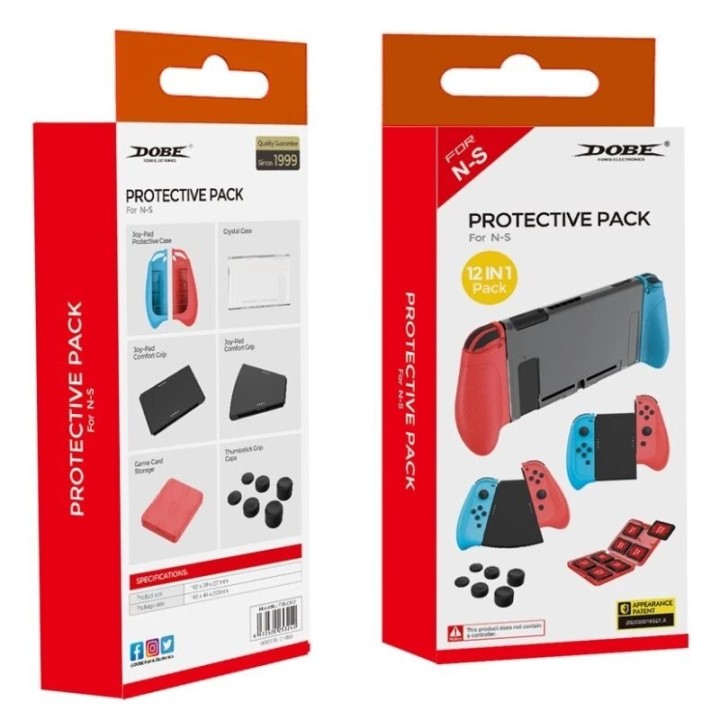 Kit d'accessoires 12 pcs protection, rangement et support manette pour Nintendo Switch DOBE TNS-0162