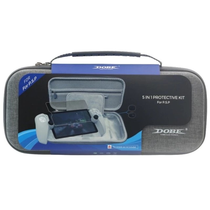 Kit de rangement, sac de rangement, housse silicone, film et capuchons pour PlayStation 5 / PS5 DOBE TP5-3587 gris