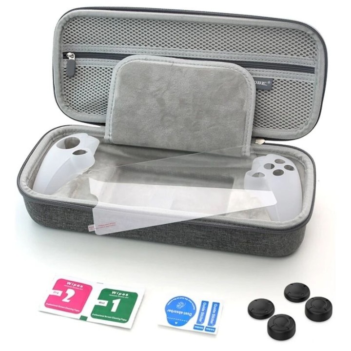 Kit de rangement, sac de rangement, housse silicone, film et capuchons pour PlayStation 5 / PS5 DOBE TP5-3587 gris