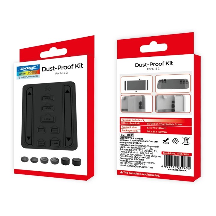 Kit de bouchons anti-poussière pour Nintendo Switch 2 DOBE TNS-5165 noir