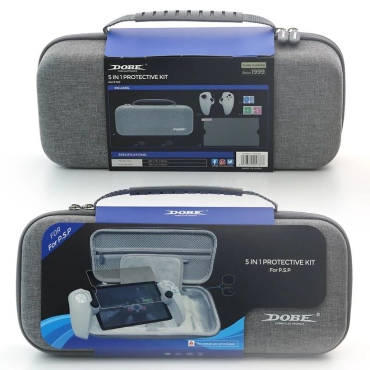 Kit de rangement, sac de rangement, housse silicone, film et capuchons pour PlayStation 5 / PS5 DOBE TP5-3587 gris