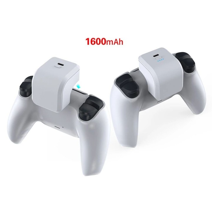 Power Bank (Batterie Externe) à clip arrière 1600 mAh pour manette PlayStation 5 / PS5 / manette Elite DOBE TP5-3503 blanc