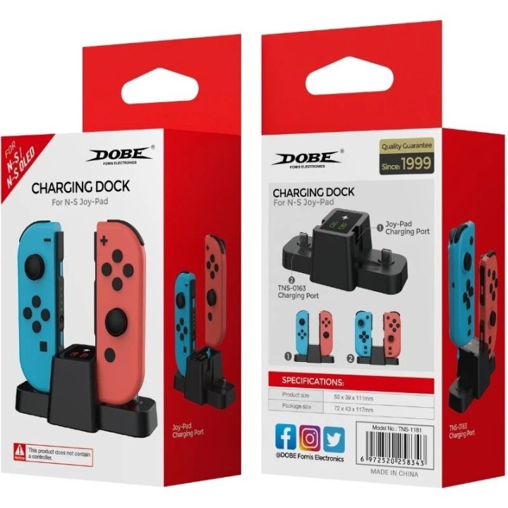 Station de charge pour 2 manettes Joy-Con pour Nintendo Switch Oled DOBE TNS-1181 noir