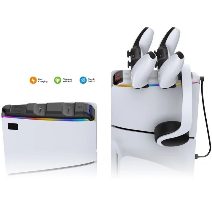 Station de charge pour 2 manettes et support casque PlayStation 5 / PS5 Slim DOBE TP5-3597 noir