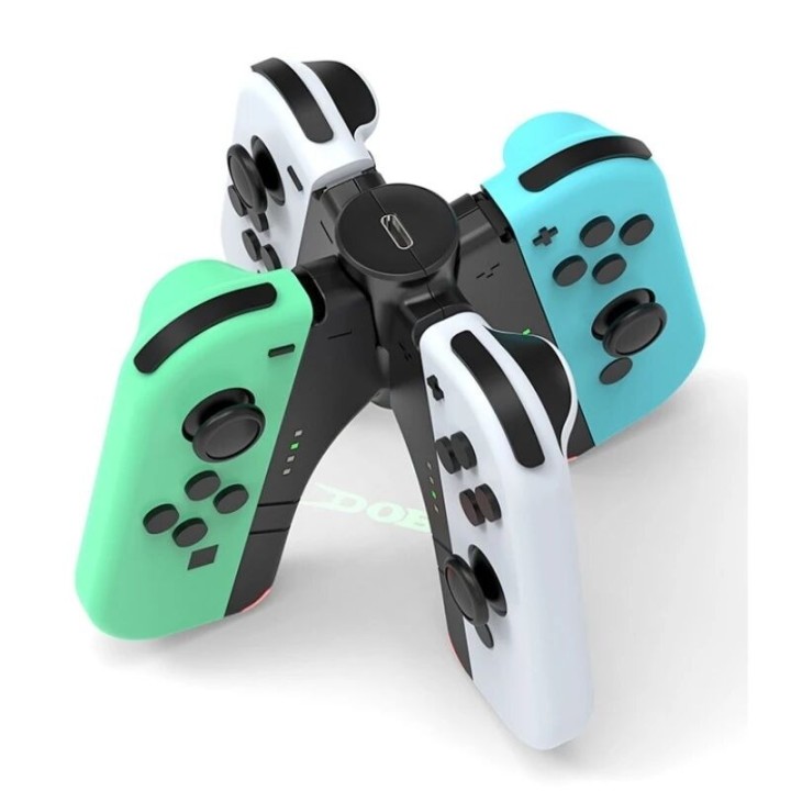 Station de charge pour 4 controleurs manettes Joy-Con pour Nintendo Switch DOBE TNS-1180 bleu/vert/blanc