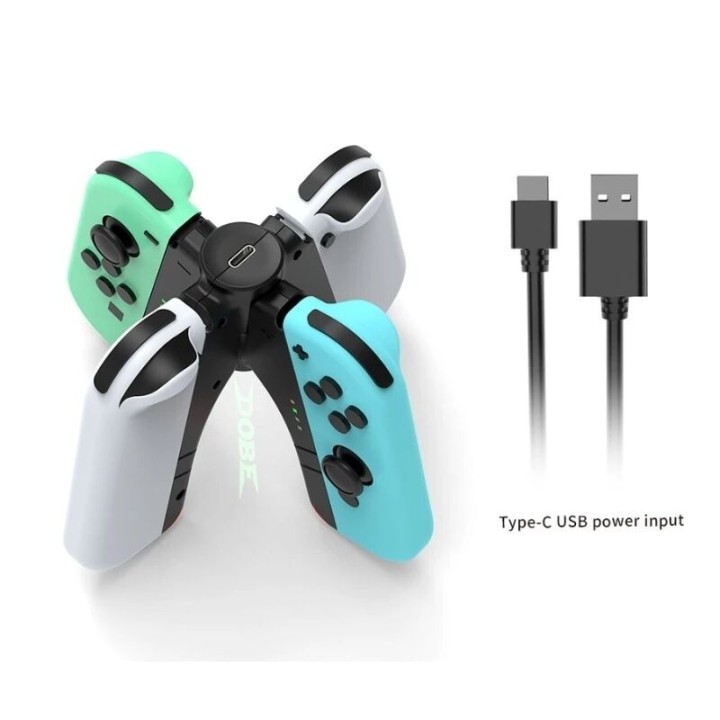 Station de charge pour 4 controleurs manettes Joy-Con pour Nintendo Switch DOBE TNS-1180 bleu/vert/blanc