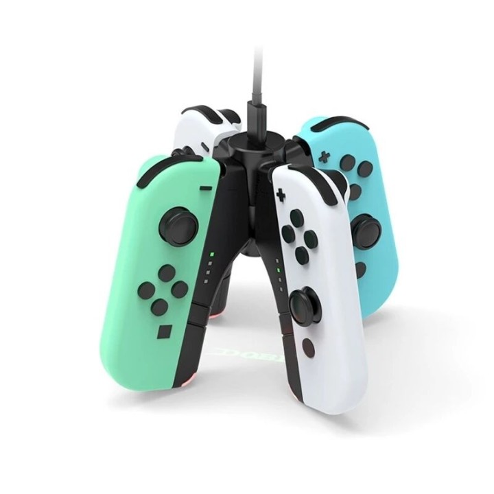 Station de charge pour 4 controleurs manettes Joy-Con pour Nintendo Switch DOBE TNS-1180 bleu/vert/blanc
