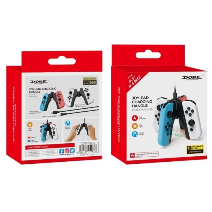 Station de charge pour 4 controleurs manettes Joy-Con pour Nintendo Switch DOBE TNS-1180 bleu/vert/blanc