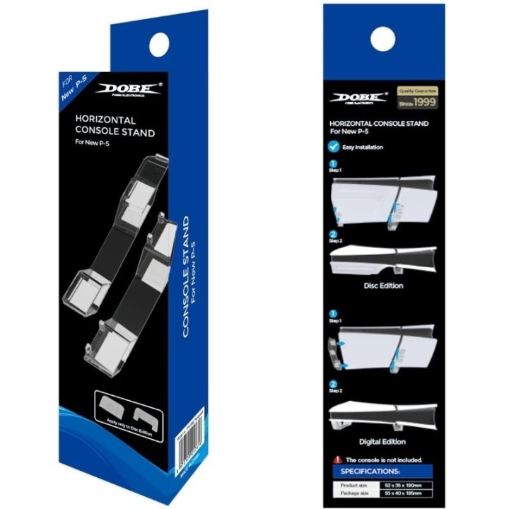 Support à l'horizontal pour PlayStation 5 / PS5 Slim DOBE TP5-3582 transparent
