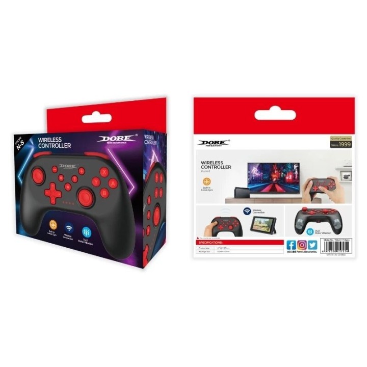 Manette Bluetooth pour Nintendo Switch DOBE TNS-0117 noir/rouge