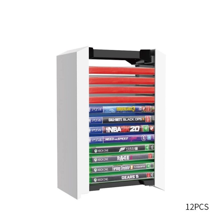 Support de rangement 12 niveaux pour boite de jeux PlayStation 5 / PS5 DOBE TP5-0520 blanc