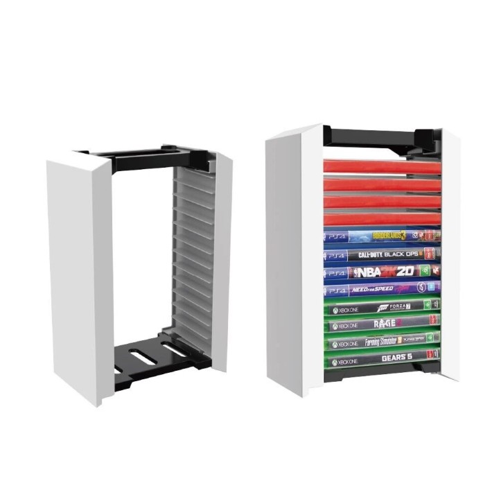 Support de rangement 12 niveaux pour boite de jeux PlayStation 5 / PS5 DOBE TP5-0520 blanc