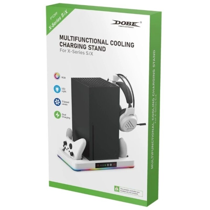 Support, station multifonction de refroidissement, de charge mannette pour Xbox Serie S / Serie X DOBE TYX-3615 noir/blanc