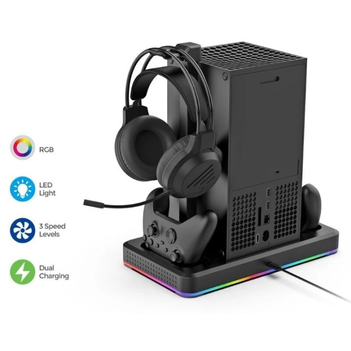 Support, station multifonction de refroidissement, de charge mannette pour Xbox Serie S / Serie X DOBE TYX-3615 noir/blanc
